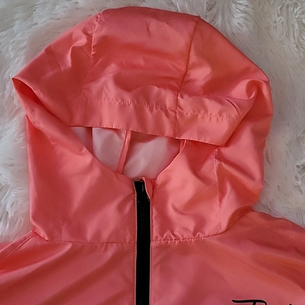 Justice Packable Windbreaker Half Zip Pullover Hood Ombre Colors Girl Size M 10